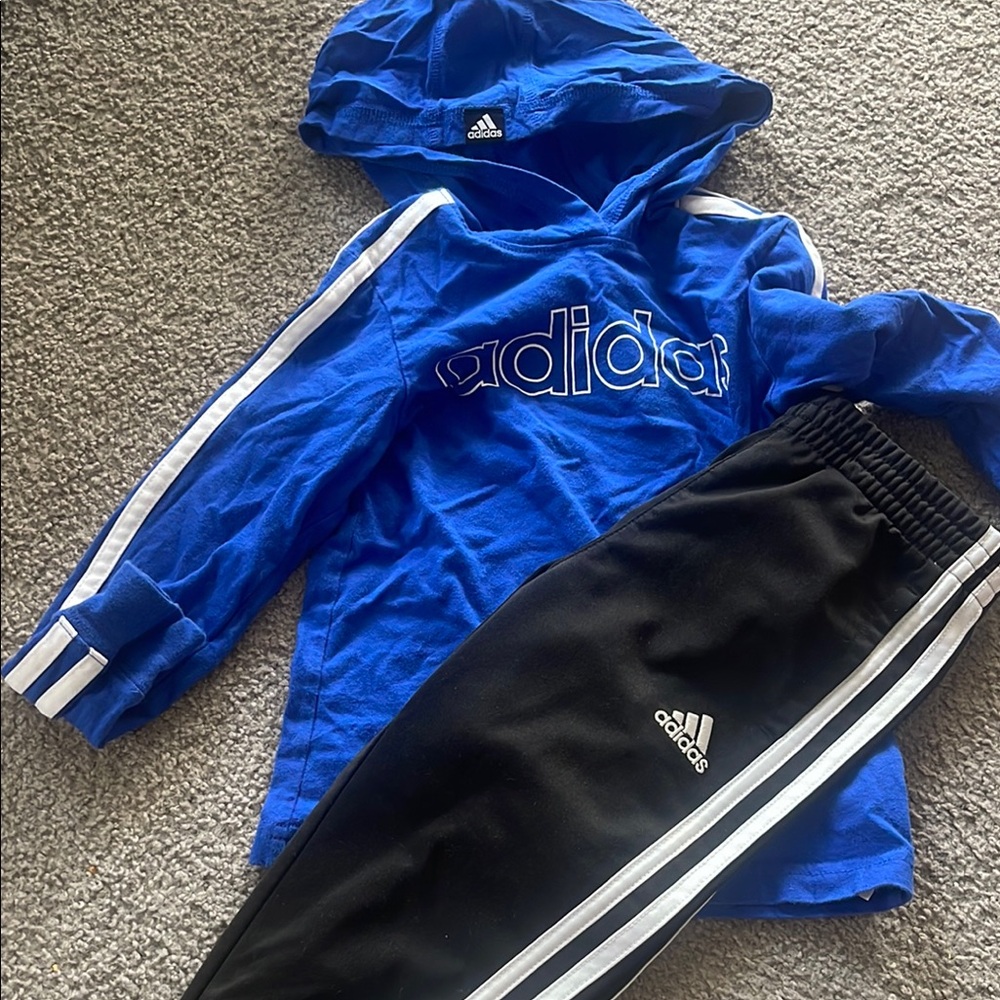 Adidas Kids Blue and Black Tracksuit